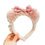  Băng đô gấu ren BD011 – Băng đô lông phối ren siêu dễ thương 