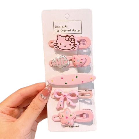  KT0314 Set kẹp tóc hoạt hình dễ thương – Kitty, Gấu, Ngôi Sao xinh xắn, đáng yêu hết nấc 