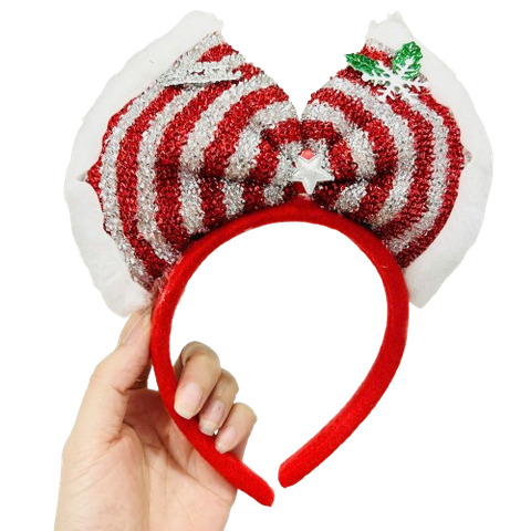  Băng Đô Noel Nơ Kẹo Gậy Lấp Lánh – KT0013 | Phụ Kiện Giáng Sinh Siêu Xinh 