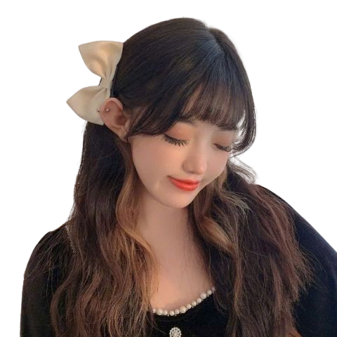  Kẹp tóc TK0103 – Kẹp Nơ Lụa Bản To Phong Cách Hàn Quốc, Tôn Vẻ Nữ Tính Thanh Lịch 