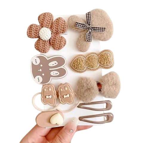  Kẹp tóc KTT0112- Set kẹp màu nâu be 