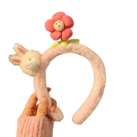  Băng đô BD014 – Băng đô thỏ hoa nhung mềm dễ thương 