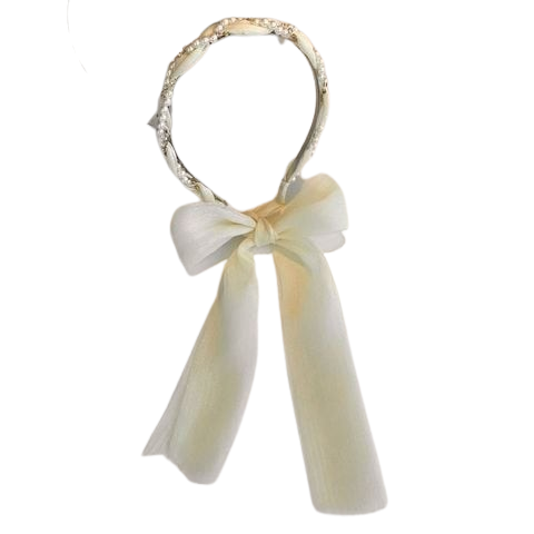  Cài tóc nơ voan trắng kem TCB023 – Dịu dàng, ngọt ngào và chuẩn nàng thơ 