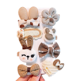  Set kẹp tóc thỏ KTT0044 vải cute – Bộ phụ kiện tóc tone be nâu 