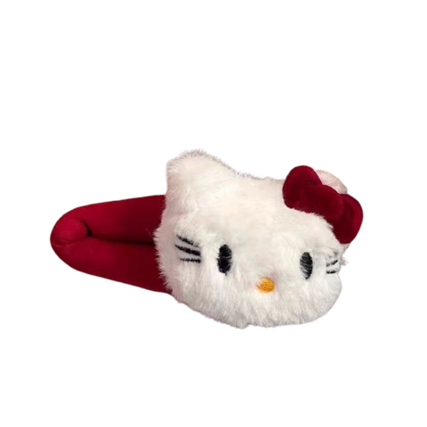  Kẹp tóc KTT0050 Kitty lông xù dễ thương màu đỏ trắng 