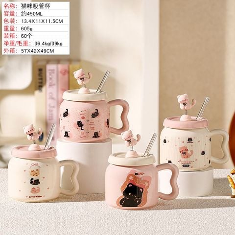  Ly Sứ NL0033 Cute xinh nắp thú, uống & decor đều mê 