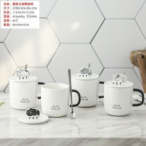  Ly Sứ NL0034 Cat Minimal siêu xinh, decor bàn cực chill 