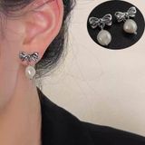  Bông tai TB0404 - nơ hạt châu Thanh Lịch, Nhẹ Tai, Dễ Phối Đồ 