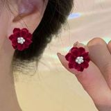  Bông tai TB0405 - hoa đỏ Nổi Bật, Sang Trọng, Tôn Da 