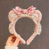  Băng đô gấu ren BD011 – Băng đô lông phối ren siêu dễ thương 