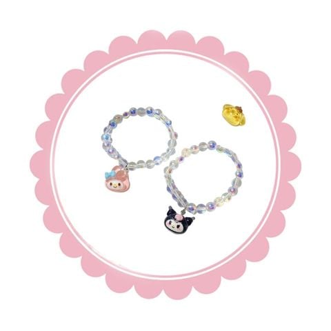  Lắc Tay LCT206  Hạt Trong Veo  – Charm Kuromi, Cinnamoroll, Kitty, Melody Cực Cute 