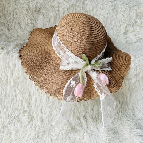  Nón NCC0327 – Nón Cói Đính Hoa Vintage Ngọt Ngào 