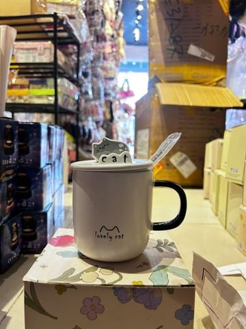  Ly Sứ NL0034 Cat Minimal siêu xinh, decor bàn cực chill 