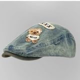  ✨ Nón NCC0333 Beret Denim Gấu Thêu 