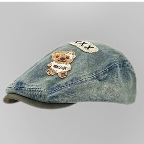  ✨ Nón NCC0333 Beret Denim Gấu Thêu 