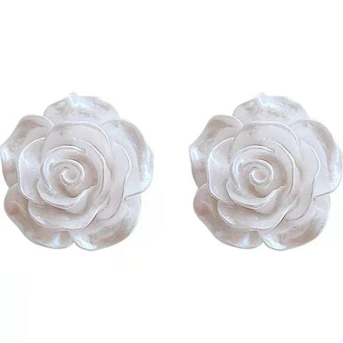  Bông tai TB0476 - Hoa trắng lớn thanh lịch, tiểu thư 1.8cm 