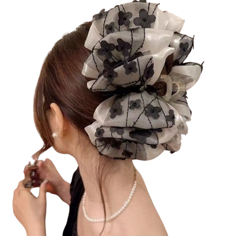  Kẹp tóc KTT0024 Hoa Lưới Form Lớn – Cài Búi Sang Trọng 