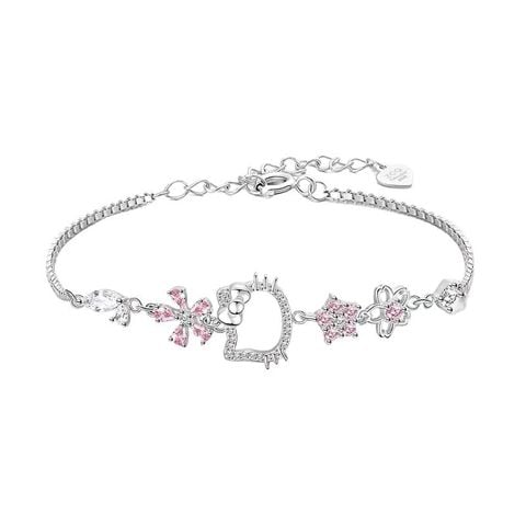  Vòng đeo tay LCT225 - Kitty đá hoa mạ Bạc, đồng 