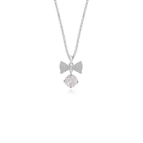  Dây Chuyền DC297 – Nơ titan đính đá sang xinh, nữ tính 