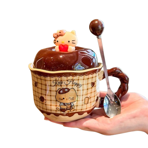  Ly Sứ Hello Kitty NL0044 – Họa Tiết Caro Vintage 