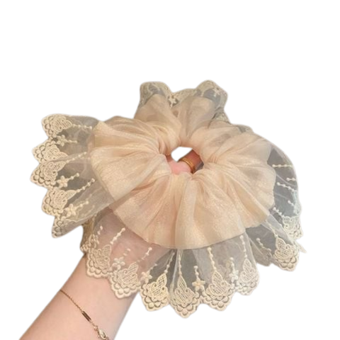  Cột tóc CT0015 – Scrunchies bèo phối ren tơ 