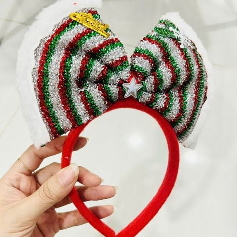  Băng Đô Noel Nơ Kẹo Gậy Lấp Lánh – KT0013 | Phụ Kiện Giáng Sinh Siêu Xinh 