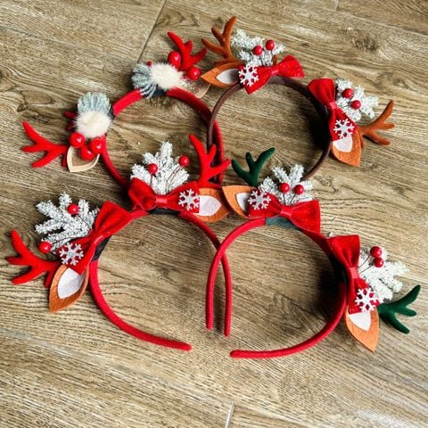  Băng Đô Noel BDD03 – Sừng Tuần Lộc Đỏ Kim Tuyến Siêu Xinh 