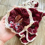  ❤️ Cột Tóc CO0258 – Vintage Red Lace | Caro Đỏ Ren Cổ Điển Xinh Xắn 