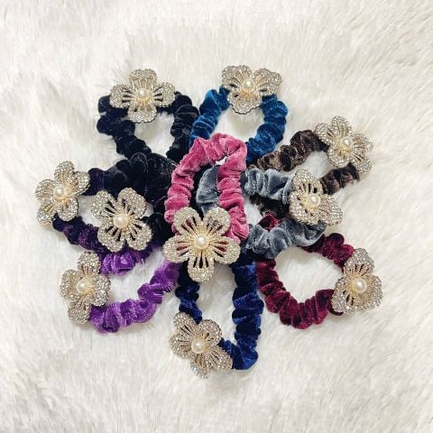  ✨ Cột Tóc Floral Shine CO0256 - Cột Tóc Đính Hoa Đá Nhẹ Nhàng Xinh Xắn 