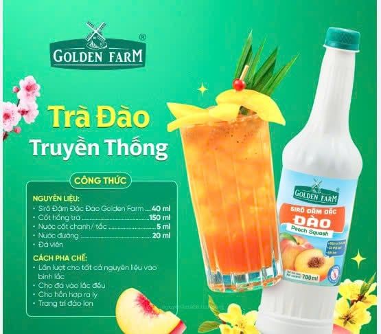 Syrup Goldenfarm Đậm Đặc Đào 700ml