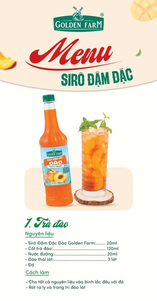 Syrup Goldenfarm Đậm Đặc Đào 700ml