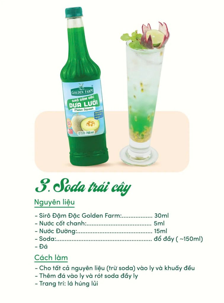Syrup Goldenfarm Đậm Đặc Dưa Lưới  700ml