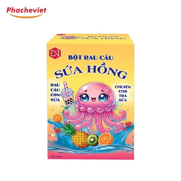 Bột Rau Câu Sứa Hồng Jelly Hộp 10 Gói 120g