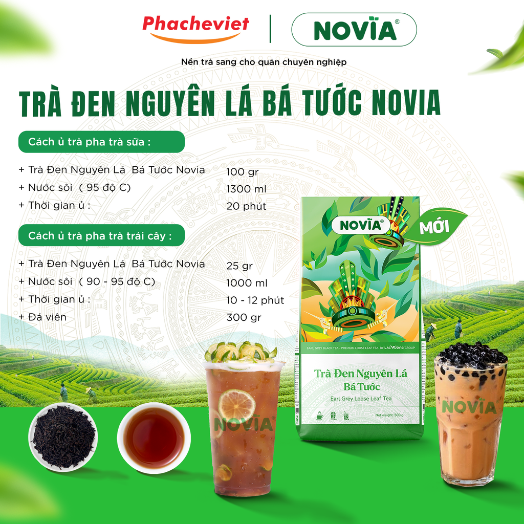 Trà Đen Nguyên Lá Bá Tước Novia 500g