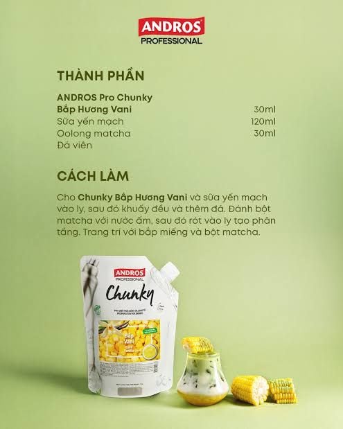 Mứt Chunky Bắp Vani Andros 1kg