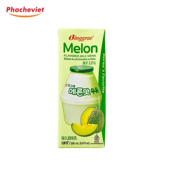 Sữa Tiệt Trùng Hương Dưa Lưới  Binggrae Lốc 6 Hộp 200ml