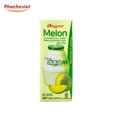 Sữa Tiệt Trùng Hương Dưa Lưới  Binggrae Lốc 6 Hộp 200ml