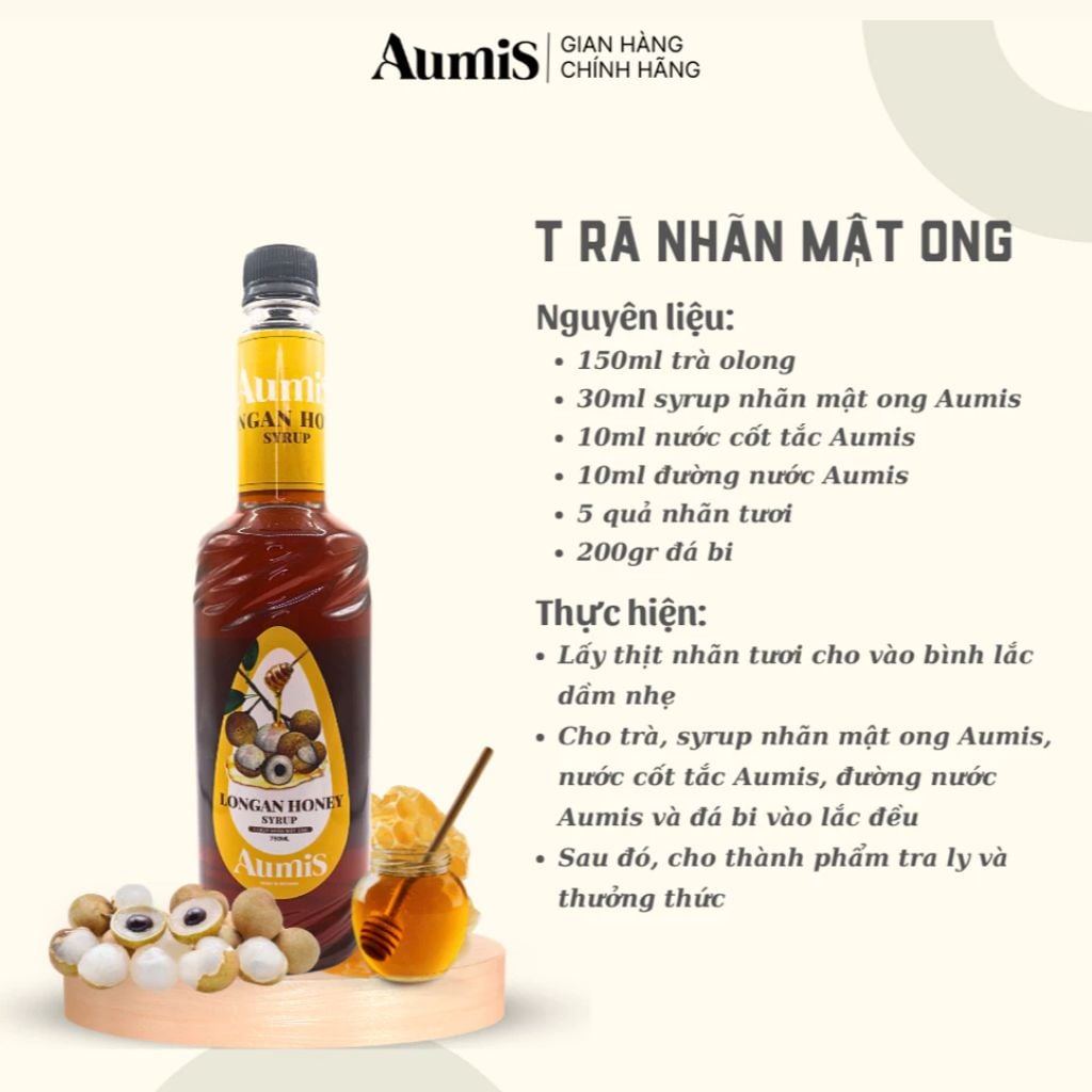 Syrup Aumis Nhãn Mật Ong 750ml
