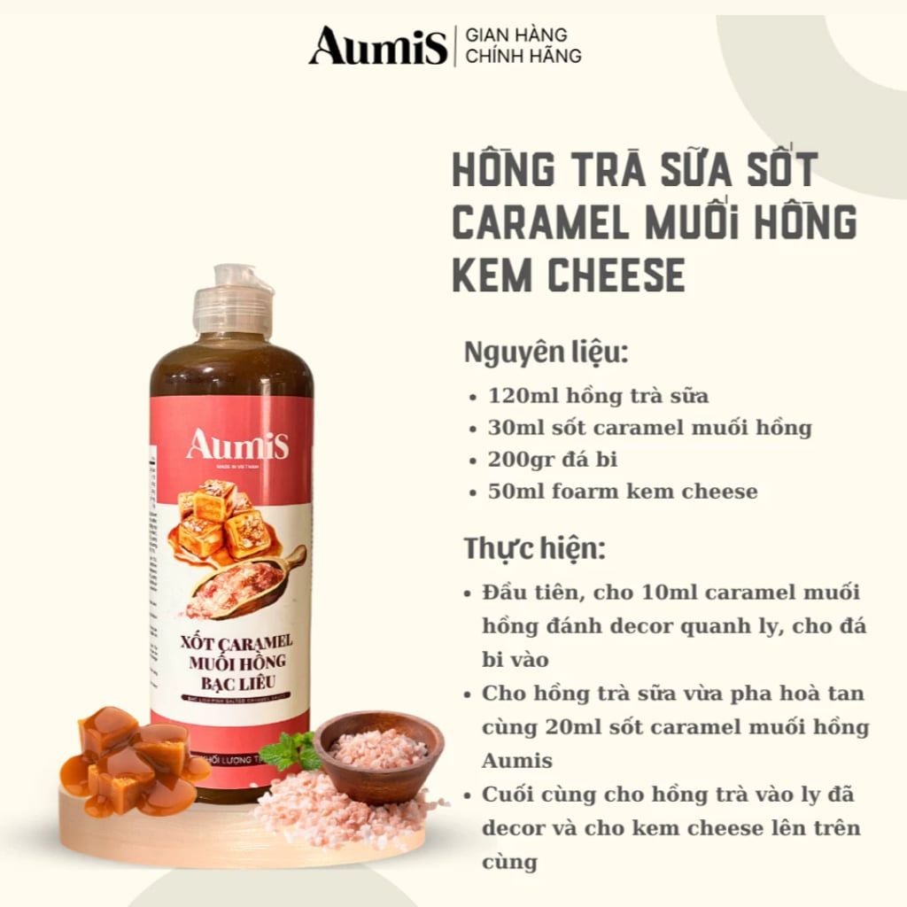 Xốt  Aumis Caramel Muối Hồng 640g