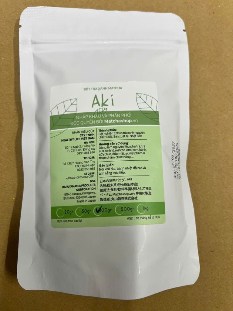 Bột Trà Xanh Matcha Aki Nhật Bản 100g
