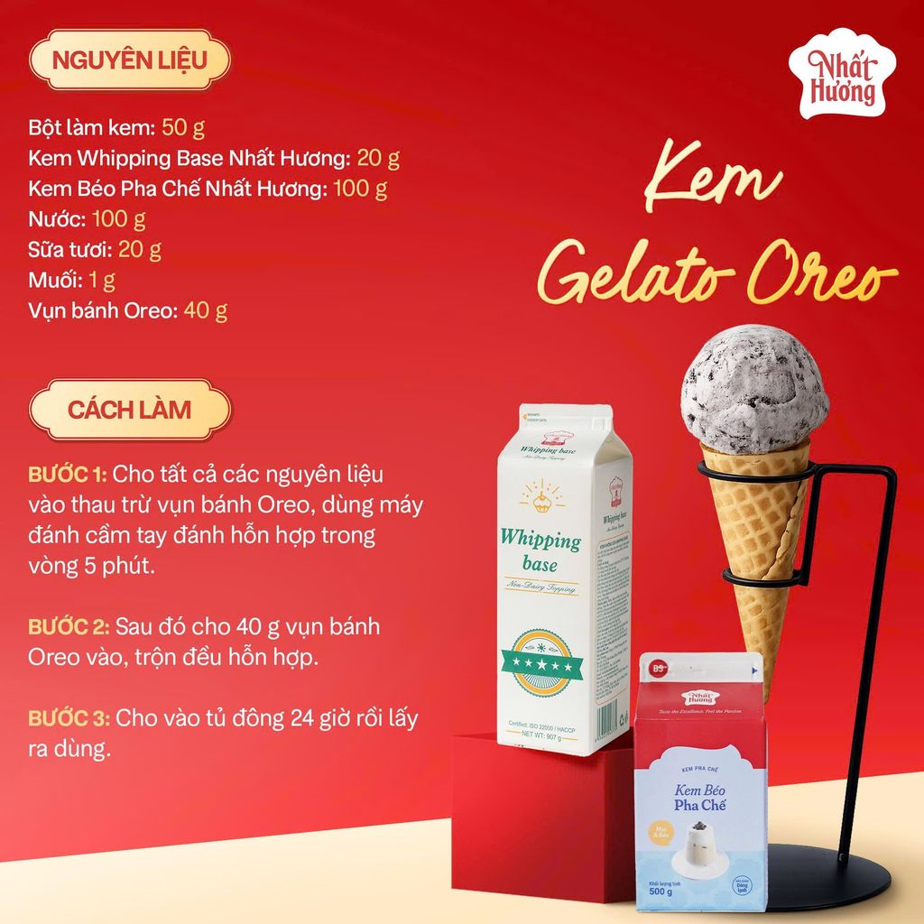Kem Whipping Base Nhất Hương 907g