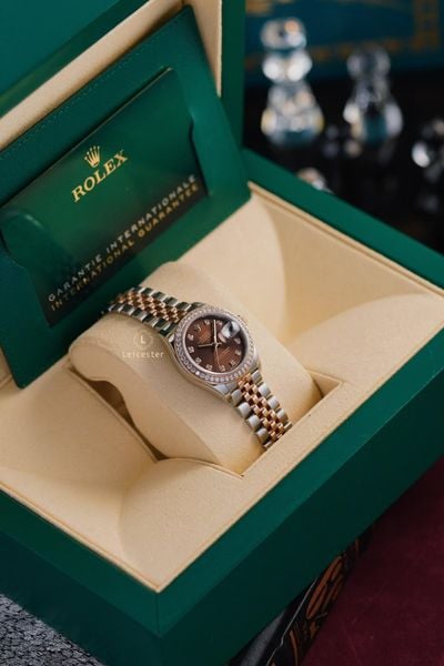  Rolex Date Just Size 28 Rose Gold Diamond 