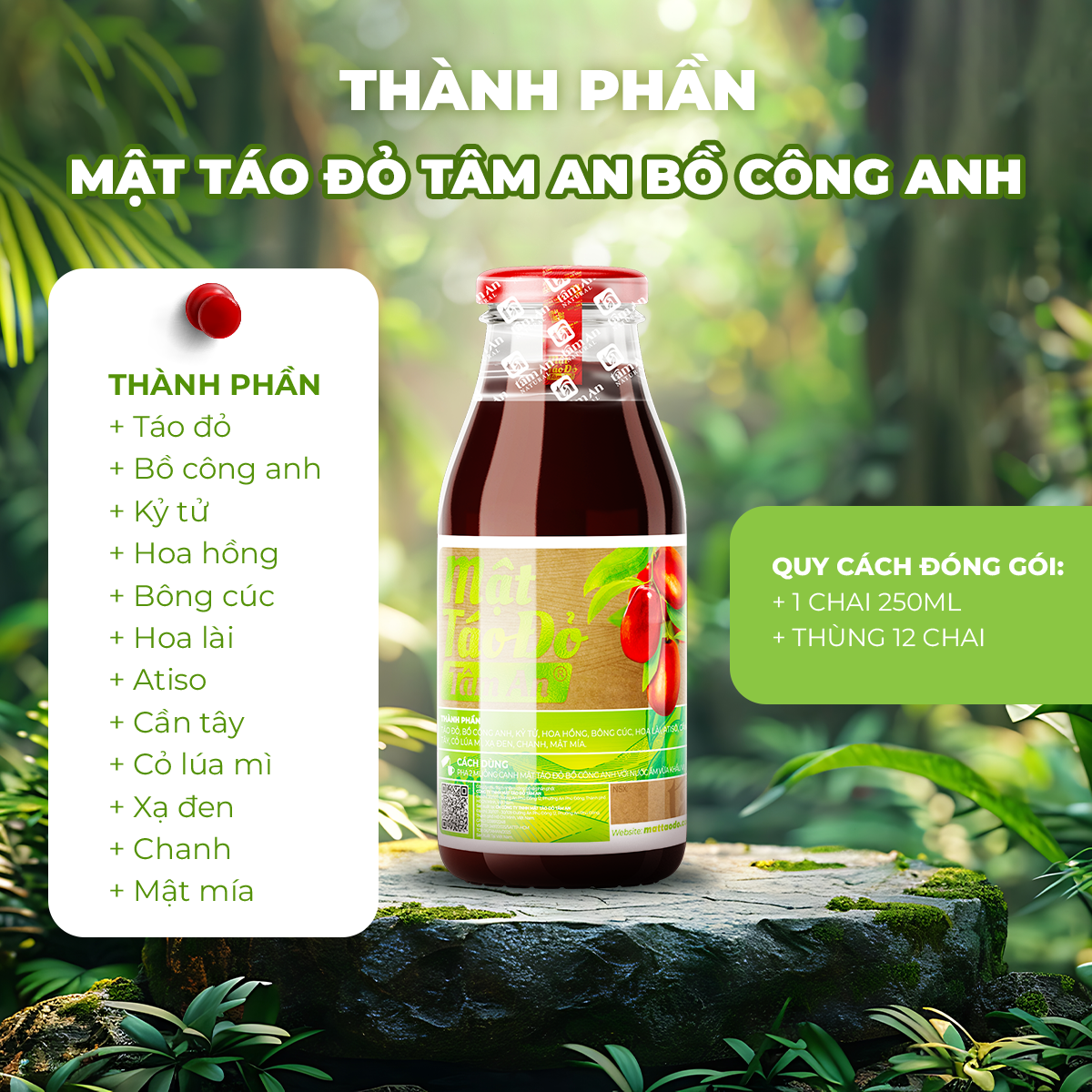  Mật Táo Đỏ Tâm An Bồ Công Anh 250ml 