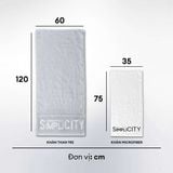  Combo 3 khăn lau mặt, khăn tắm cao cấp microfiber xám Men Stay Simplicity 35cm x 75cm 