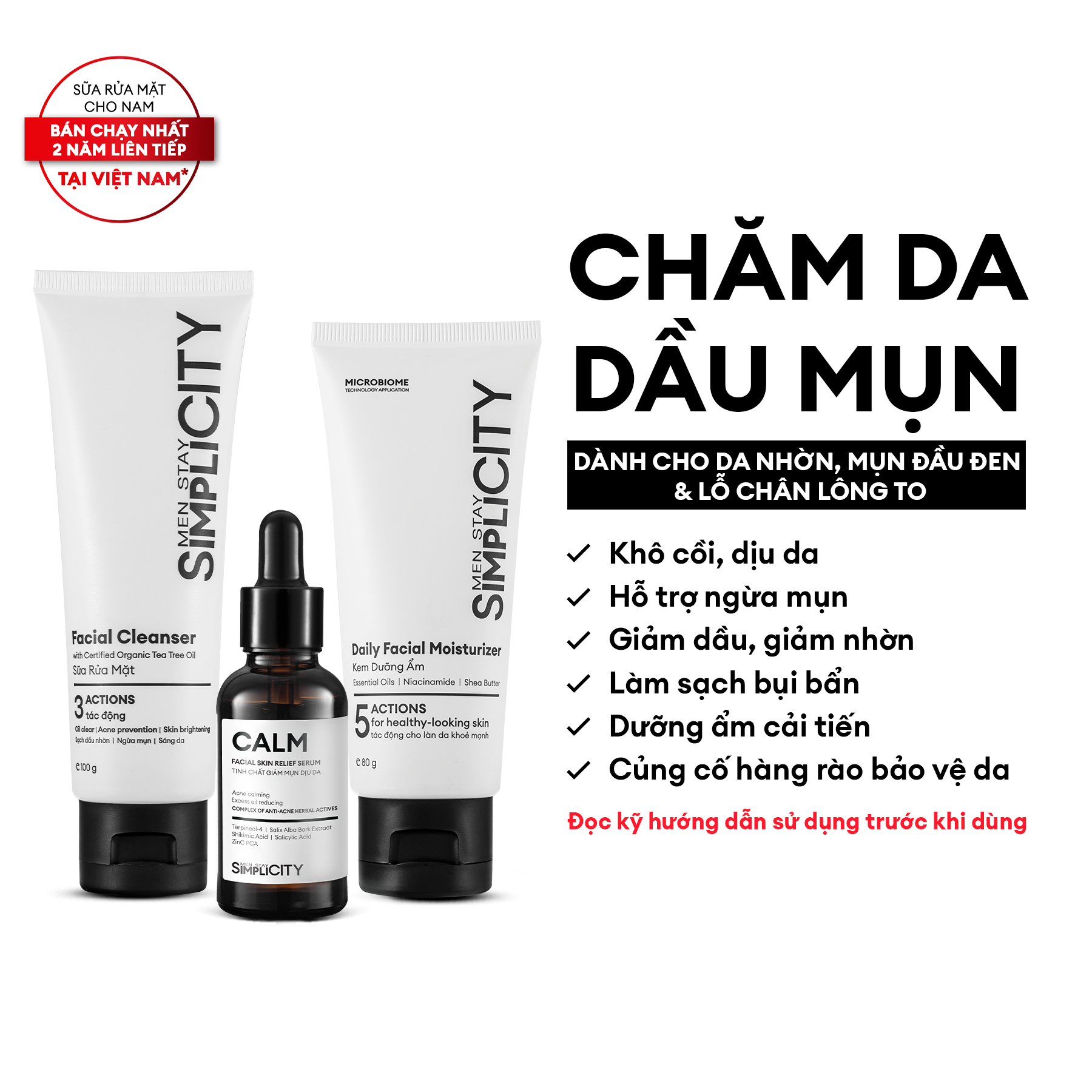  Combo chăm da dầu mụn Acne Relief Skincare Trio 