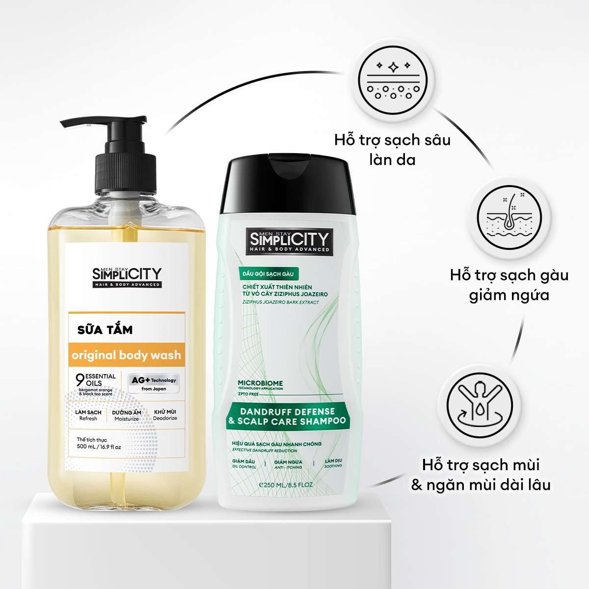  Combo Sạch gàu sạch khuẩn: Dầu gội sạch gàu và sữa tắm tinh dầu 