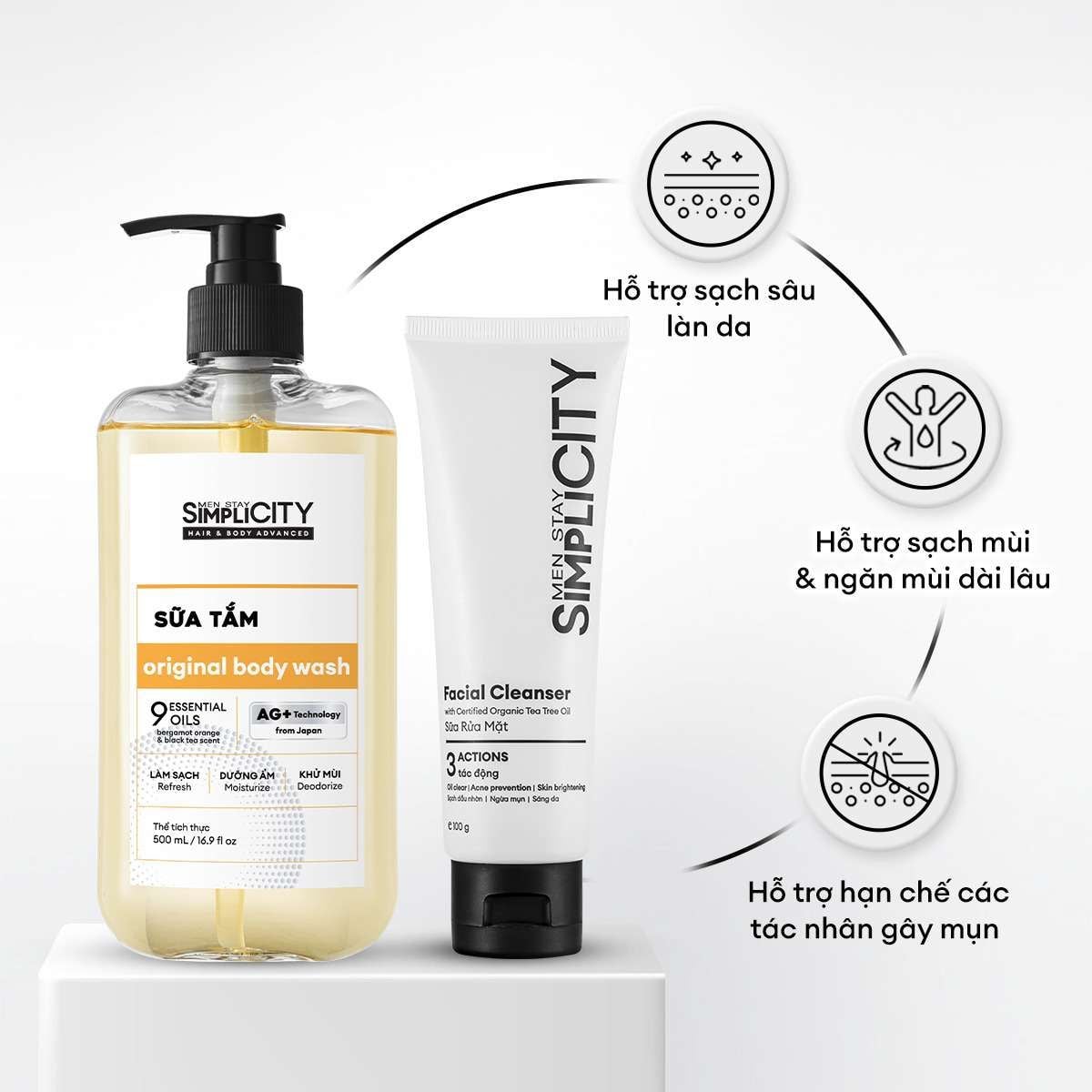  Combo Làm sạch 2in1: Sữa tắm tinh dầu và sữa rửa mặt 