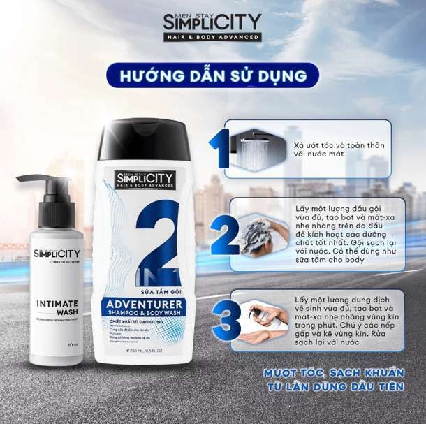  Combo Dầu gội 2in1 Adventurer 250ml & Dung dịch vệ sinh nam 80ml 