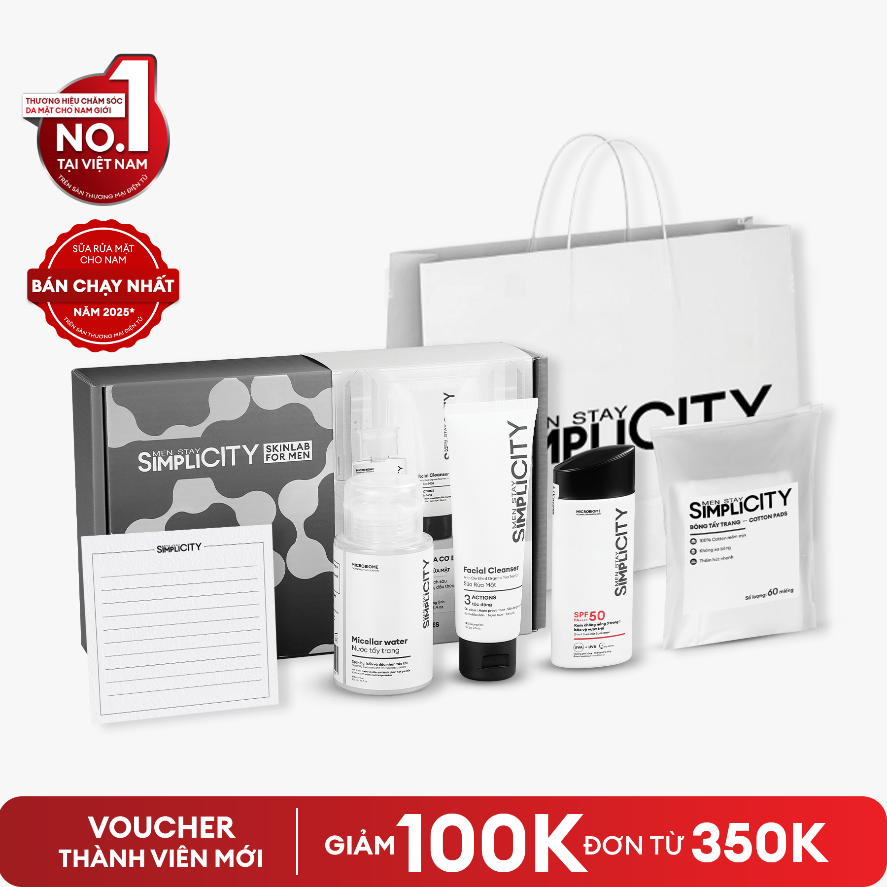  Bộ quà tặng cho nam 3 bước skincare cơ bản Men Stay Simplicity Protect Trio 