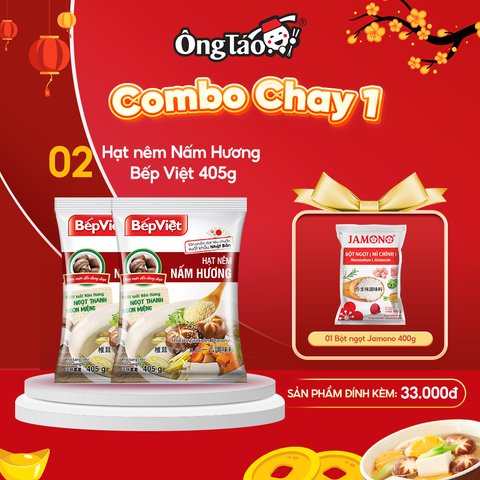  Combo Chay Tiện Lợi - 2 Hạt nêm Nấm Hương Bếp Việt 405g + 1 Bột ngọt JAMONO 400g 